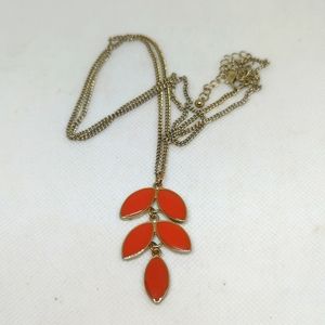 Orange leaf/branch long necklace